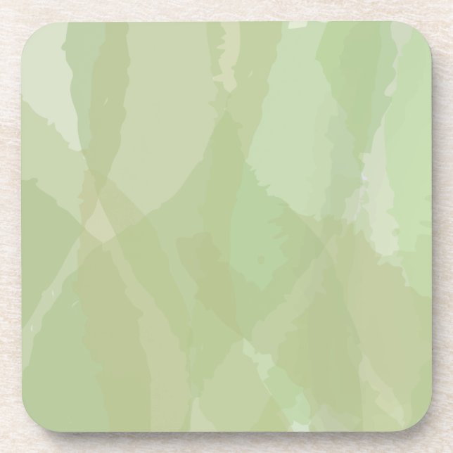 Green, cool, trendy watercolor abstract pattern beverage coaster (Front)