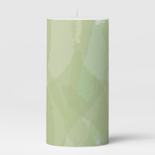 Green, cool, trendy watercolor abstract pattern pillar candle