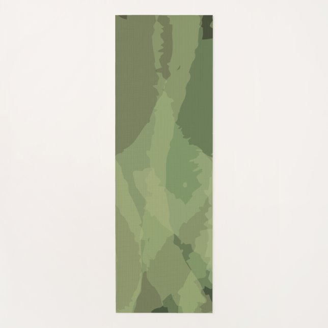 Green, cool, trendy watercolor abstract pattern yoga mat (Front)
