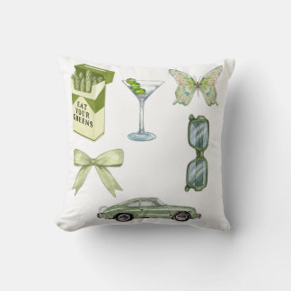 Green Coquette Aesthetic Sticker Set | Vintage Car Throw Pillow