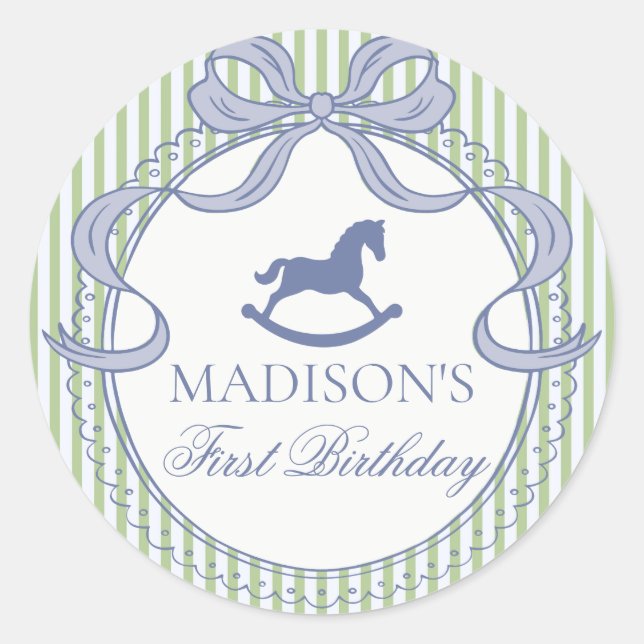 Green Coquette Bow Horse Birthday Envelope Seal (Front)