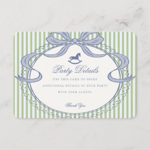 Green Coquette Bow Rocking Horse Details Enclosure Card