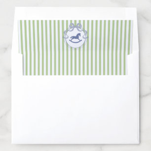 Green Coquette Bow Rocking Horse Striped Envelope Liner