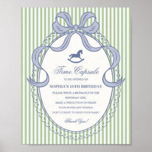 Green Coquette Bow Rocking Horse Time Capsule Poster