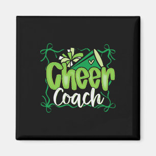 Green Coquette Pom Poms Bow Cheer Coach Dad Cheerl Magnet