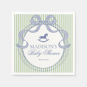Green Coquette Rocking Horse Baby Shower Dessert Napkins