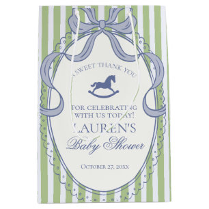 Green Coquette Rocking Horse Baby Shower Favors Medium Gift Bag