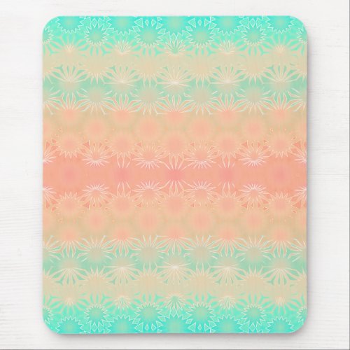 Green Coral and Peach Geometric Spiral Notebook Mouse Pad