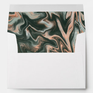 Green Coral Marble Swirl Wedding Envelope