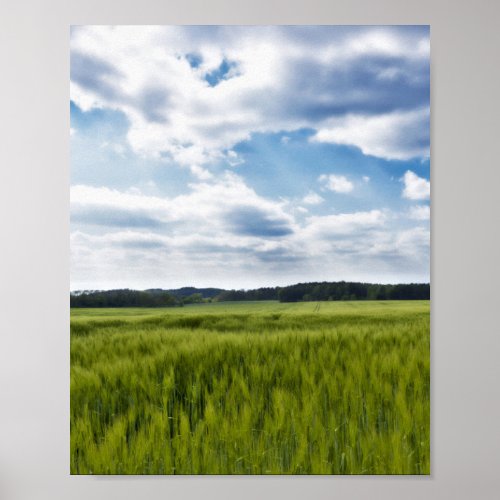 Green Cornfields and Blue Skies Poster