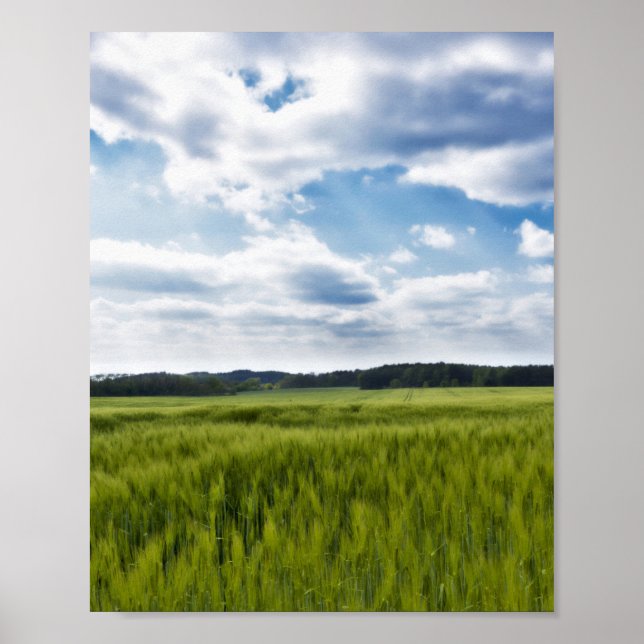 Green Cornfields and Blue Skies Poster (Front)
