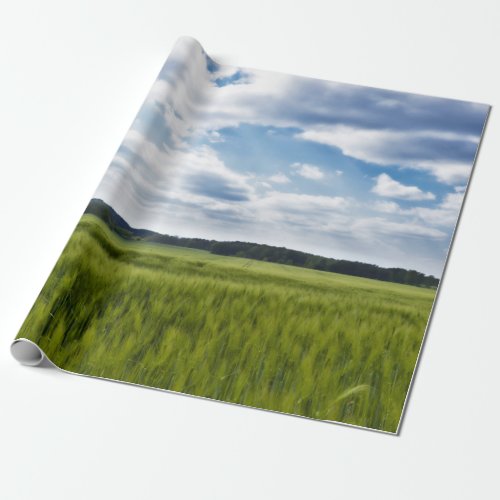 Green Cornfields and Blue Skies Wrapping Paper