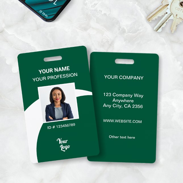 Green Corporate Employee Photo ID Security Badge (Green Work Badge)