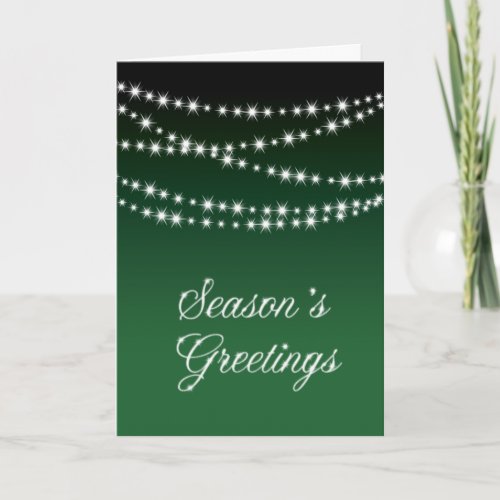 Green Corporate Holiday Card with Twinkle Lights