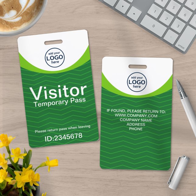 Green Corporate Visitor Pass ID Custom Logo Badge (Creator Uploaded)