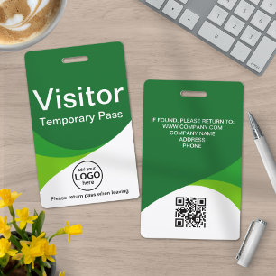 Green Corporate Visitor Pass ID QR Code Badge
