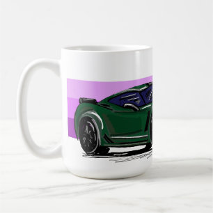 Green Corvette C7 with Purple Stripes Coffee Mug