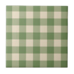 Green Cottagecore Gingham Check Plaid Ceramic Tile<br><div class="desc">Modern spring picnic trend,  with gingham plaid tartan pattern in green & ivory colors.</div>