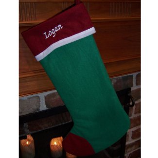 Green Cotton with Red Cuff Christmas Stocking