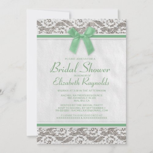 Green Country Lace Bridal Shower Invitations