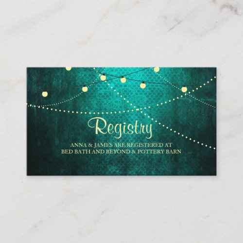 Green Country Lights Wedding Registry Card