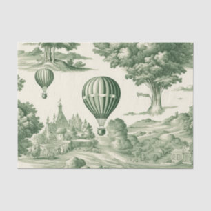 Green Countryside Hot Air Balloon Toile (4) Tissue Paper