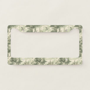 Green Countryside Hot Air Balloon Toile (7) License Plate Frame