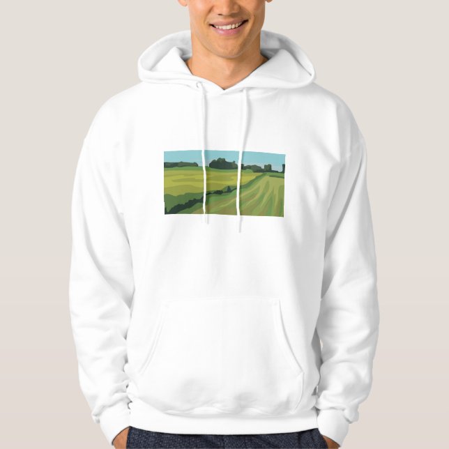 Green Countryside Landscape Hoodie (Front)