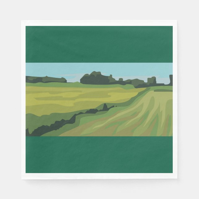 Green Countryside Landscape Napkins (Front)
