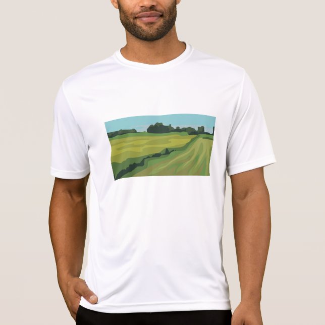 Green Countryside Landscape T-Shirt (Front)