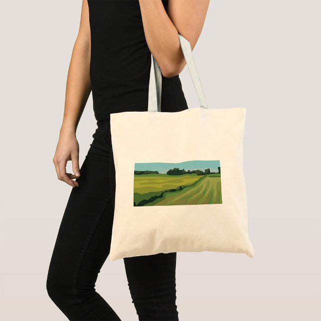 Green Countryside Landscape Tote Bag (Creator Uploaded)