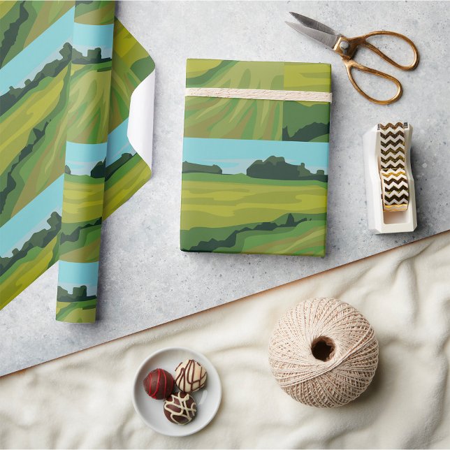 Green Countryside Landscape Wrapping Paper (Creator Uploaded)