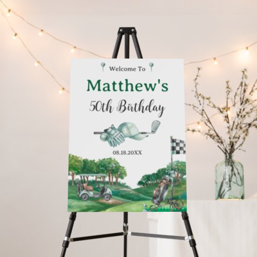 Green Course Golf Birthday Party Welcome  Foam Board