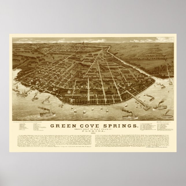 Green Cove Springs, FL Panoramic Map - 1885 Poster (Front)