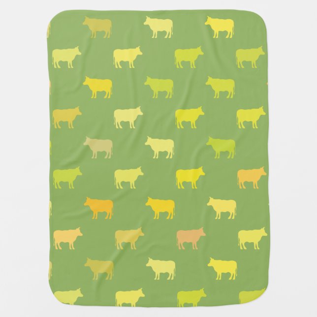 Green Cow Baby Blanket Gender Neutral (Front)