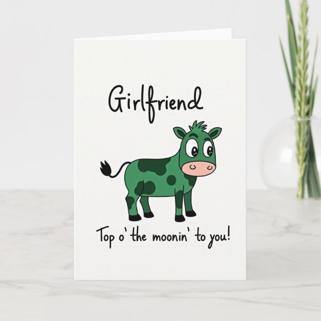 Green Cow Girlfriend Greeting Card (Front)