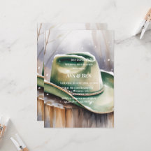 Green Cowboy Hat in Snow Wedding Celebration 