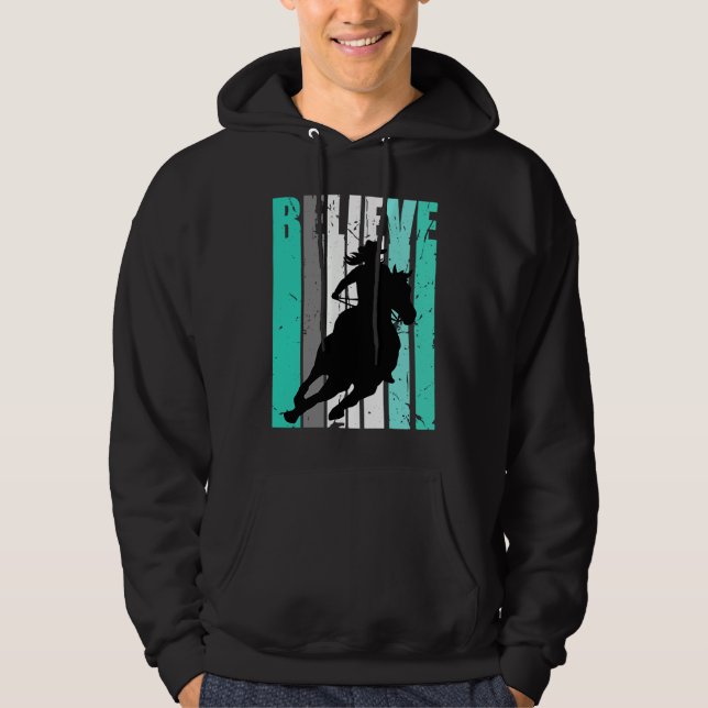 Green Cowgirl Barrel Racing Horse Riding Rider Rid Hoodie (Front)