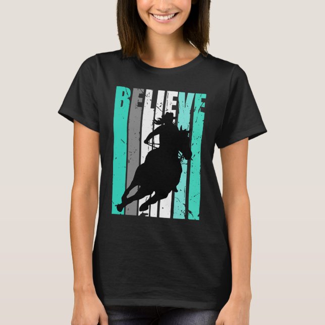 Green Cowgirl Barrel Racing Horse Riding Rider Rid T-Shirt (Front)