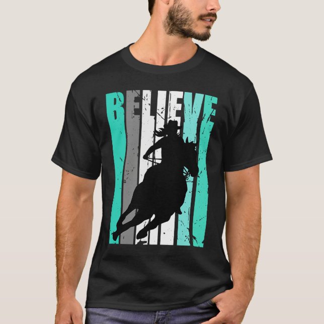 Green Cowgirl Barrel Racing Horse Riding Rider Rid T-Shirt (Front)