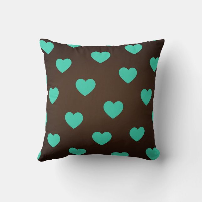Green Cozy Cute Trendy Modern Romantic Chic Heart Throw Pillow (Back)
