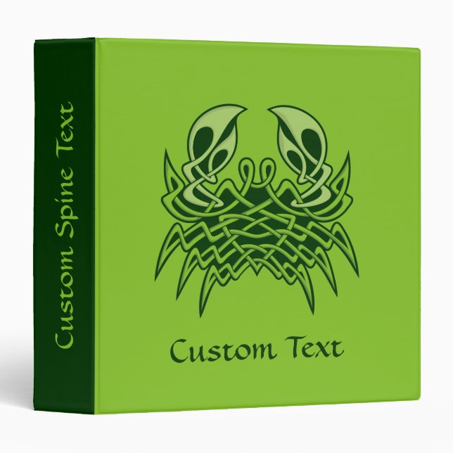 Green Crab Celtic Knot 3 Ring Binder (Front/Spine)