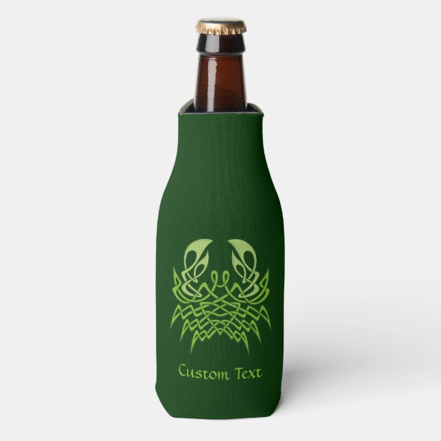 Green Crab Celtic Knot Bottle Cooler (Bottle Front)