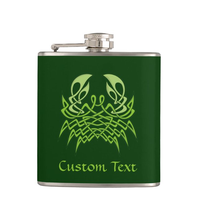 Green Crab Celtic Knot Flask (Front)