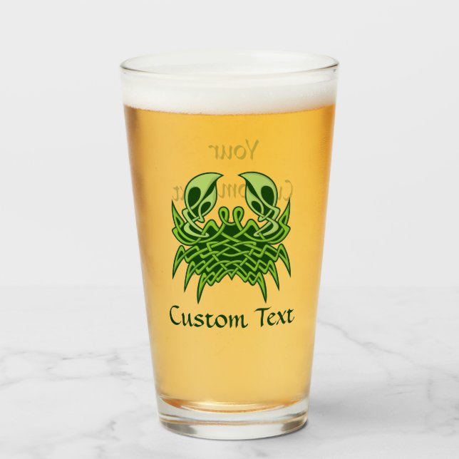 Green Crab Celtic Knot Glass (Front Filled)
