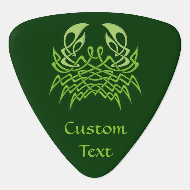 Green Crab Celtic Knot Guitar Pick (Front)
