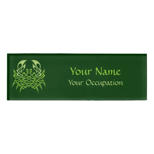 Green Crab Celtic Knot Name Tag (Front)