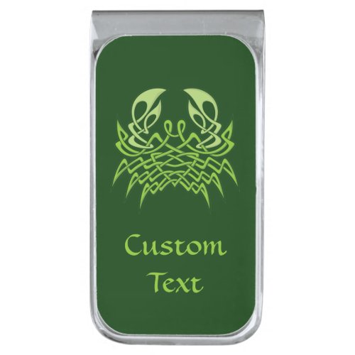 Green Crab Celtic Knot Silver Finish Money Clip