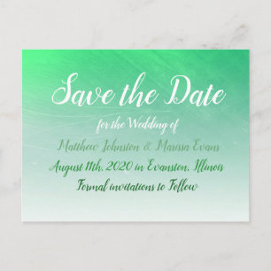Green Crackle Personalized Save the Date Postcard