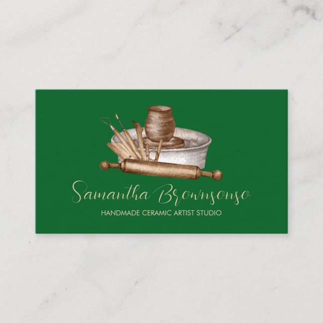 Green Craft Shop Pottery Ceramic Clay Business Card